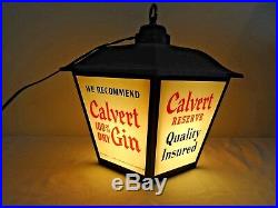 RARE Vintage Calvert Reserve Gin Whiskey Working Hanging Rotating Bar Light Lamp