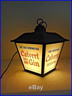 RARE Vintage Calvert Reserve Gin Whiskey Working Hanging Rotating Bar Light Lamp
