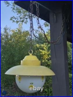 RARE Vintage Retro Shabby Chic Metal/Daisy Glass Globe Swag Pendant Light-COOL