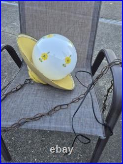 RARE Vintage Retro Shabby Chic Metal/Daisy Glass Globe Swag Pendant Light-COOL
