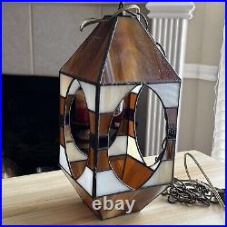 RARE! Vintage Tiffany Style Hanging Lamp 14 1/2 Tall 6 3/8 Wide HARD TO FIND