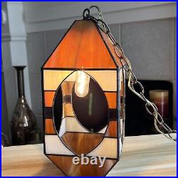 RARE! Vintage Tiffany Style Hanging Lamp 14 1/2 Tall 6 3/8 Wide HARD TO FIND