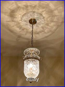 RARE Vintage Waterford Crystal Bell Jar Hanging Light Lantern Fixture Lamp