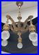 RESTORED Antique Vtg Art Deco Chandelier Ornate Hollywood Regency 5 Arm Gold