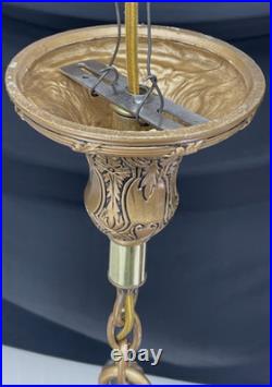 RESTORED Antique Vtg Art Deco Chandelier Ornate Hollywood Regency 5 Arm Gold