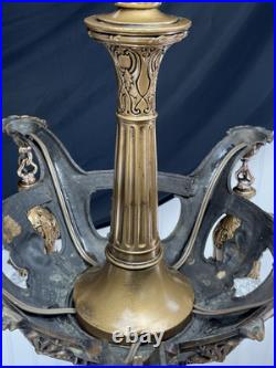RESTORED Antique Vtg Art Deco Chandelier Ornate Hollywood Regency 5 Arm Gold