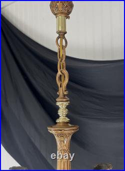 RESTORED Antique Vtg Art Deco Chandelier Ornate Hollywood Regency 5 Arm Gold