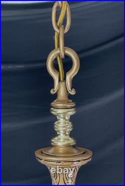 RESTORED Antique Vtg Art Deco Chandelier Ornate Hollywood Regency 5 Arm Gold