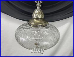 RESTORED Vtg MCM Mid Mod Pendant Swag Hall Light 1950s 1960s Clear Crackle Glass