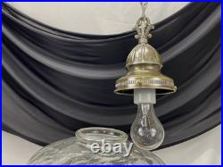 RESTORED Vtg MCM Mid Mod Pendant Swag Hall Light 1950s 1960s Clear Crackle Glass