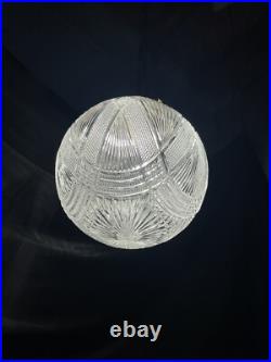 REWIRED Antique Vtg Art Deco Pendant Light Lamp Ribbed Cut Glass Ball Mid Mod