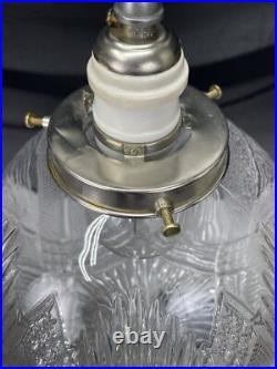 REWIRED Antique Vtg Art Deco Pendant Light Lamp Ribbed Cut Glass Ball Mid Mod