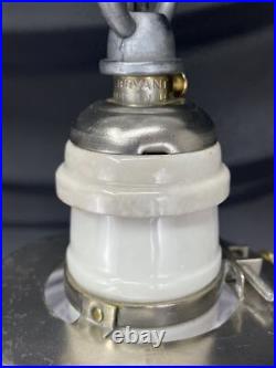 REWIRED Antique Vtg Art Deco Pendant Light Lamp Ribbed Cut Glass Ball Mid Mod