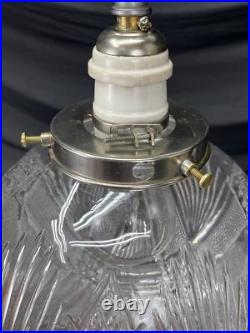 REWIRED Antique Vtg Art Deco Pendant Light Lamp Ribbed Cut Glass Ball Mid Mod