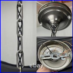 REWIRED Antique Vtg Art Deco Pendant Light Lamp Ribbed Cut Glass Ball Mid Mod