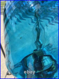 REWIRED Antique Vtg Blue Swirl Glass Victorian Pendant Light Porch Hall Art Deco