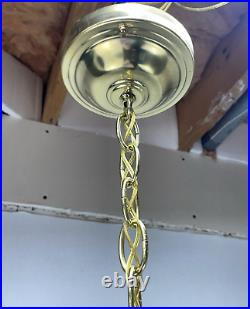 REWIRED Vtg MCM Retro Boho Amber Glass Hanging Pendant Swag Light Lamp 60s 1970s