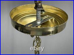 REWIRED Vtg MCM Retro Boho Amber Glass Hanging Pendant Swag Light Lamp 60s 1970s