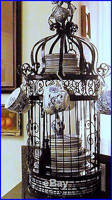 Rare Antique Vintage Iron Victorian Bird Cage & Stand, Can Hang Chandelier Insid