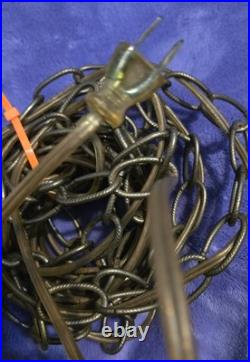 Rare Hollywood Regency Mcm Vitnage Glass Tier Hanging Lamp