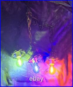 Rare Hollywood Regency Mcm Vitnage Glass Tier Hanging Lamp