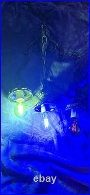 Rare Hollywood Regency Mcm Vitnage Glass Tier Hanging Lamp