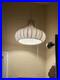 Rare MCM Vintage white Spun Ribbon Pendant Light Onion Shape Ready-to-Hang