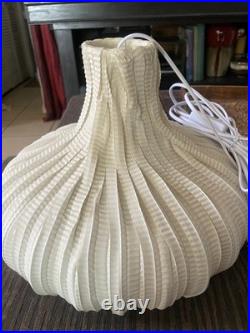 Rare MCM Vintage white Spun Ribbon Pendant Light Onion Shape Ready-to-Hang