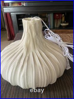 Rare MCM Vintage white Spun Ribbon Pendant Light Onion Shape Ready-to-Hang
