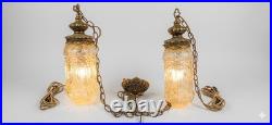 Rare Pair of Vintage Virden Lighting Swag Pendant Lamps -Hollywood Regency / MCM