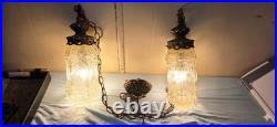Rare Pair of Vintage Virden Lighting Swag Pendant Lamps -Hollywood Regency / MCM
