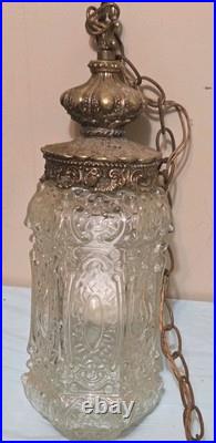 Rare Pair of Vintage Virden Lighting Swag Pendant Lamps -Hollywood Regency / MCM