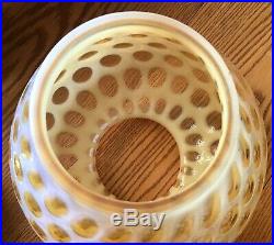 Rare Vintage Fenton Art Glass Honeysuckle Opalescent Coin Dot Hanging Swag Lamp