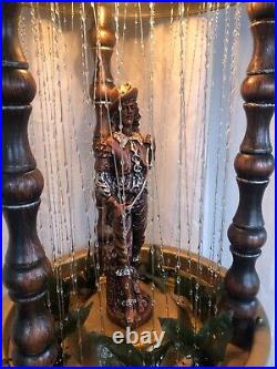 Rare Vintage Hanging Oil Rain Lamp Statue Large 36 Mid Century Modern Wooden