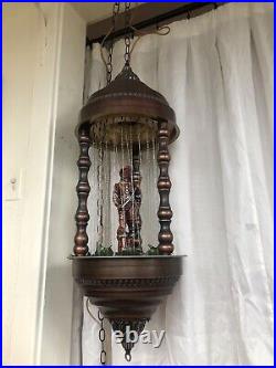 Rare Vintage Hanging Oil Rain Lamp Statue Large 36 Mid Century Modern Wooden