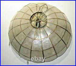 Rare Vintage Large Capiz Oyster Chandelier Hanging Lamp Shell Light Fixture New