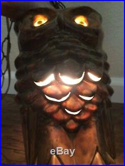 Rare Vintage and Good Looking Two Sided OWL Swag Hanging Lamp