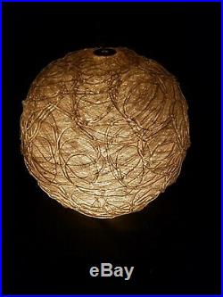 Rare White Vintage Snowball Hanging SWAG LAMP Light Spaghetti Spun Glass Ball
