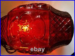 Red Glass Swag Hanging Pendant Lamp Plug-In Pull Chain, 1 Light, Black Cord Red Glass Swag Hanging Pendant Lamp Plug-In Pull Chain, 1 Light, Black Cord