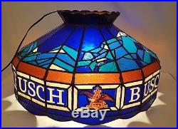 Retro Blue Busch Beer Hanging Ceiling Tiffany Style Plastic Lamp Light Vintage