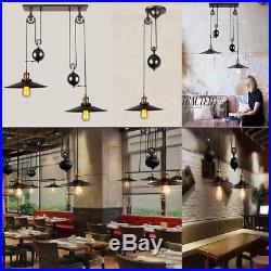 Retro Hanging Ceiling Lamp Vintage Industrial Pendant Retractable Pulley Lights
