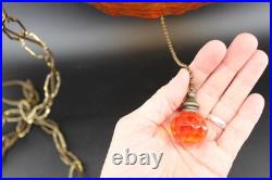 Retro MCM Amber Glass Lamp with Pull Chain Hanging Light LED Bulb Works Great