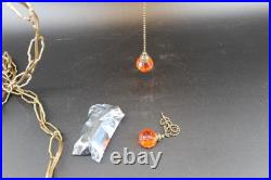 Retro MCM Amber Glass Lamp with Pull Chain Hanging Light LED Bulb Works Great