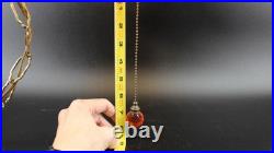 Retro MCM Amber Glass Lamp with Pull Chain Hanging Light LED Bulb Works Great
