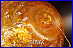 Retro MCM Amber Glass Lamp with Pull Chain Hanging Light LED Bulb Works Great