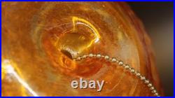 Retro MCM Amber Glass Lamp with Pull Chain Hanging Light LED Bulb Works Great