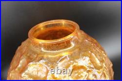 Retro MCM Amber Glass Lamp with Pull Chain Hanging Light LED Bulb Works Great