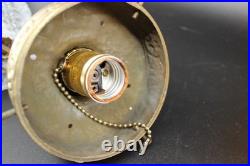 Retro MCM Amber Glass Lamp with Pull Chain Hanging Light LED Bulb Works Great