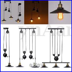 Retro Vintage Industrial Hanging Ceiling Light Pendant Retractable Pulley Lamp