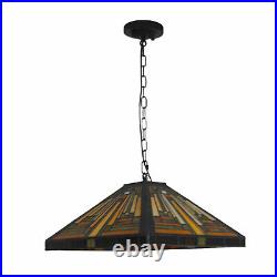 Retro Vintage Stained Glass Pendant Lamp LED Ceiling Fixture Hanging Light New
